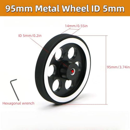 95mm Metal Drive Wheel Inner Dia 5mm Aluminum Master Wheels Rubber Tires for Smart Robot Chassis Car 1Pc - color: 5mm Inner Dia, size: 95mm Wheel Dia