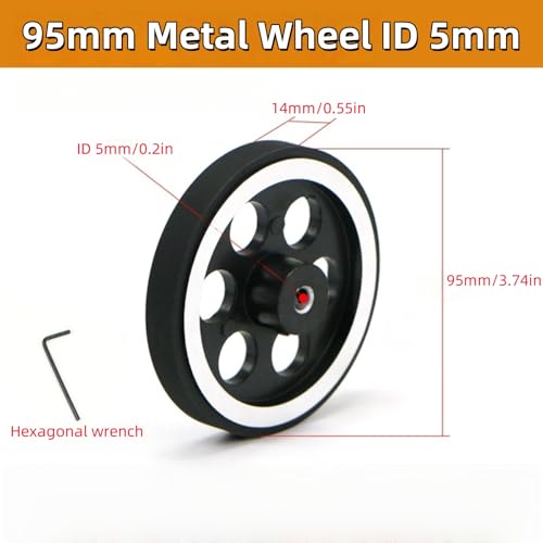 95mm Metal Drive Wheel Inner Dia 5mm Aluminum Master Wheels Rubber Tires for Smart Robot Chassis Car 1Pc - color: 5mm Inner Dia, size: 95mm Wheel Dia