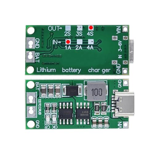 HiLetgo 2pcs Multi-Cell 2S 3S 4S USB-C to 8.4V 12.6V 16.8V (4S 1A) Step-Up Boost LiPo Polymer Li-Ion Charger Board 7.4V 11.1V 14.8V 18650 Lithium Battery Boost Module Type-C - style: 4S 1A