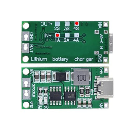 HiLetgo 2pcs Multi-Cell 2S 3S 4S USB-C to 8.4V 12.6V 16.8V (4S 1A) Step-Up Boost LiPo Polymer Li-Ion Charger Board 7.4V 11.1V 14.8V 18650 Lithium Battery Boost Module Type-C - style: 4S 1A