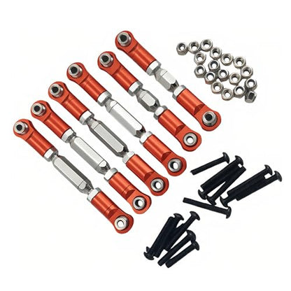 Adjustable Tie Rod Set for ARRMA Granite Senton Vorteks 550 (Red) | Aluminum,RC Linkage,Turnbuckles,Toe Links,6PCS,1/10,4X4,4X2,Steering Upgrade,AR330446 Compatible - color: Red