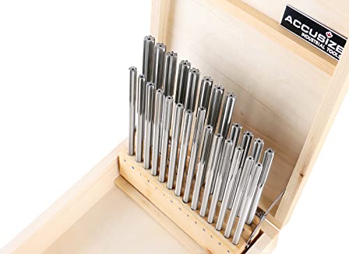 Accusize HSS Chucking Reamer Set Letter Size A to Z, 5500-SL00 | 26 Pc Set, Straight Shank, Straight Flute, Right-Hand Cut, +0.0001 to +0.0005 in Tolerance - size: Letter Size A to Z