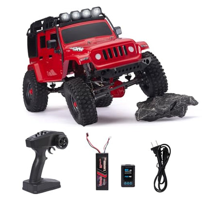 1:10 Scale RC Rock Crawler 4x4 - Hobby Grade All-Terrain RC Truck with Carbon Fiber Frame, All-Metal Gearbox, Waterproof ESC, 2.4GHz for Adults & Teens (Red) - color: Red