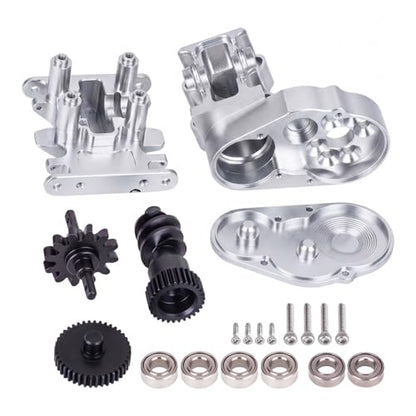 Ultralight Aluminum Transmission Skid Plate Kit,Gearbox with Metal Gears Set for 1/30 Axial SCX30 Upgrade Parts (Silver) - color: Silver