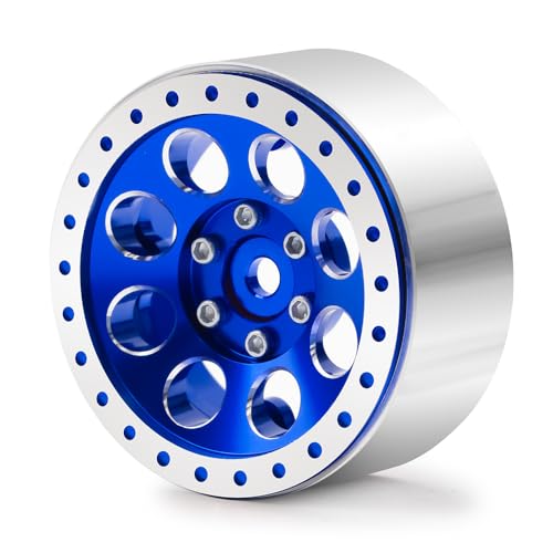 1.3 Beadlock Wheel Rims for SCX24 TRX4M Upgrade 1/24 1/18 RC Crawler Car (Blue) - color: Blue