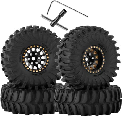 RC Full Brass 1.0 RC Wheel RC Tires for 1/18 1/24 Trx4m Axia l SCX24 RC Crawler,1.0" Beadlock RC Truck Tires and Wheel Highway Tires Wheel Rim,4PCS Style B - style: Style B