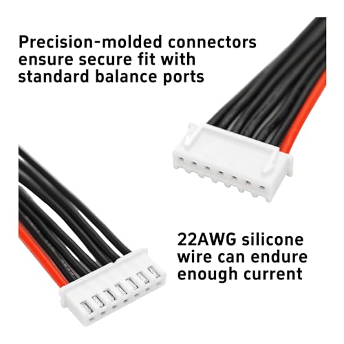 10PCS JST-XH 6S Balance Extension Cable, 3.9" 22AWG Silicone Lead Wire for LiPo Battery Charger, RC Balance Plug Connector Adapter - size: 6S