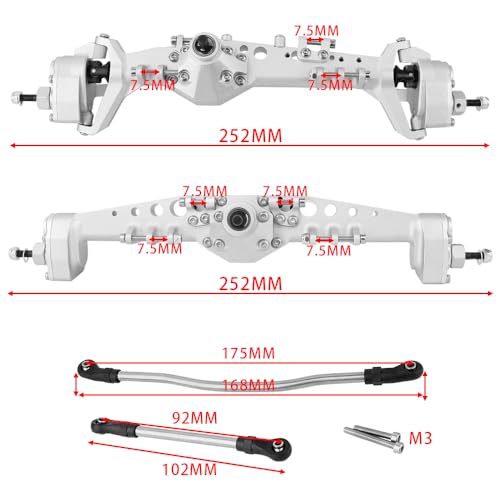Full CNC Machined F9 Offset Portal Front Rear Axle with Adjustable Link Mount for 1/10 RC Crawler Capra Gmade R1 Rock Buggy LCG Cheater Rigs 1.9 UTB Shafty (Silver) - color: Silver