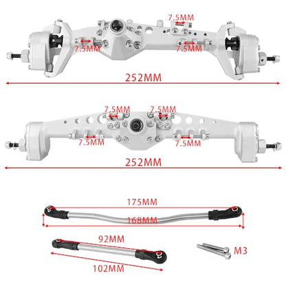 Full CNC Machined F9 Offset Portal Front Rear Axle with Adjustable Link Mount for 1/10 RC Crawler Capra Gmade R1 Rock Buggy LCG Cheater Rigs 1.9 UTB Shafty (Silver) - color: Silver