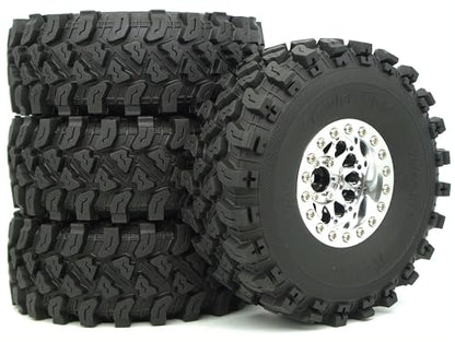 RC 1.9 Beadlock Wheels Negative Offsets 8mm and Tires for 1/10 SCX10 SCX10 SCX10 Pro TRX4 TRX6 Gen7/8 RC Crawler Remote Control Car Upgrades Aluminum 1.9 Beadlock Wheel Rims (Silver) DK - color: Silver