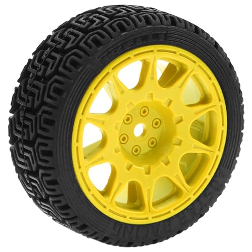 1/10 RC On Road Tires & Nylon Wheel Rims 12mm Hex OD70mm Rubber Tires Compatible with Tamiya TT01 TT02 XV01 HSP HPI Kyosho Traxxas WLtoys 1/10 1/12 On-Road Touring Car (Yellow) - color: Yellow