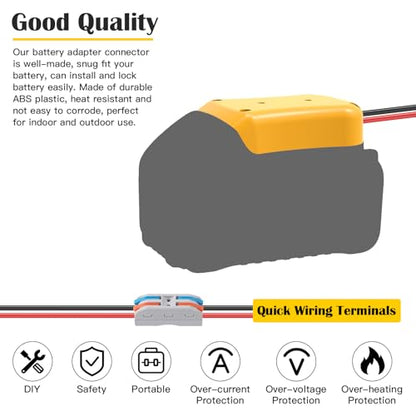 2 Packs Power Wheel Adapter for Dewalt 20V Battery Adapter Power Wheel Battery Converter Kit with Fuses & Wire Terminals, 12AWG Wire, Power Connector for DIY Rc Car Toys, Robotics and Rc Truck