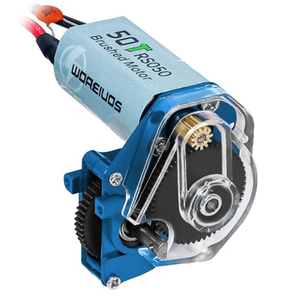 050 50T Brushed Motor with Transparent Acrylic Aluminum Alloy Transmission Gearbox for 1/24 RC Crawler SCX24 AX24 Upgrade (Blue) - color: Blue&Black