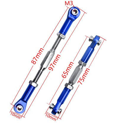 HobbyPark Steel Turnbuckles and Aluminum Camber Links Rod Ends Toe Links Set Linkage for Arrma 1/8 Typhon Mega 4x4 Option Parts (6PCS) (Navy Blue) - color: Navy Blue