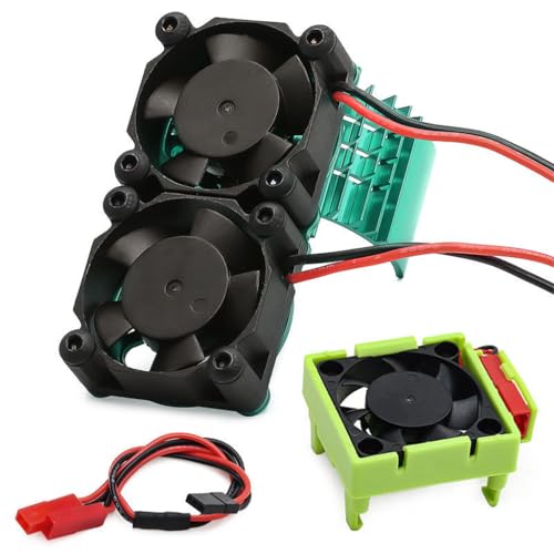 ESC/Motor Cooling Fan Heatsink Set RC Parts for TRAXXAS VXL-3S Slash/Rally/Bandit/Stampede 2WD 4WD RC Car (Green) - color: Green