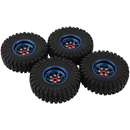 1.0 Beadlock Wheel Soft Tires Set -3.78mm Offset Wheel Rims for 1/18 1/24 RC Crawler Car Axial AX24 SCX24 FMS FCX24 TRX4M (Blue) - color: Blue