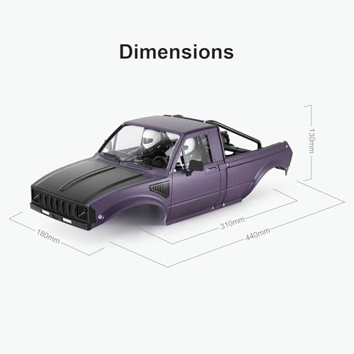 INJORA IR60 Hard Body with Interior & Bed Cage for 1/10 RC Crawler (Purple) - color: Purple
