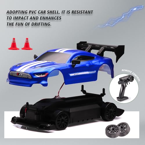 1:24 Scale RC Drift Car,4WD 2.4GHz High Speed Racing Hobby Sport Toy Car Vehicle with LED Lights,Racing and Drift Wheels for Adult Boys Girls Kids Gift (8602-Blue) - color: 8602-blue