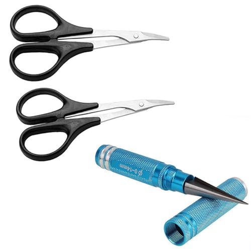0-14mm RC Expanding Hole Puncher Opener Reamer Tool RC Body Shell Drills Tool & RC Curved Body Trimming Scissors