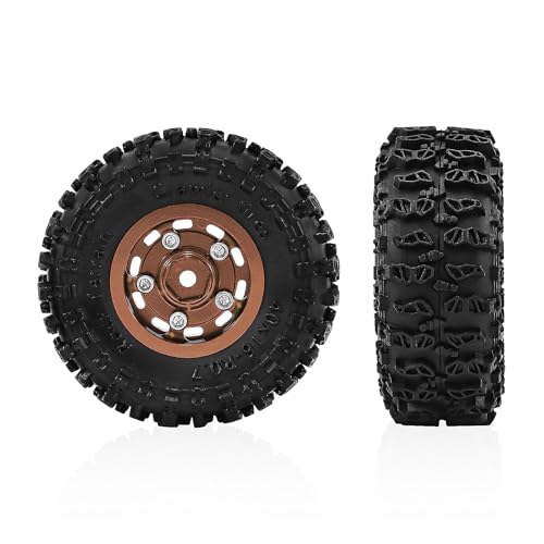 0.7 Inch RC Crawler Tires and Wheels Set 40×16mm for 1/30 Scale Axial SCX30 (Bronze) - color: Bronze