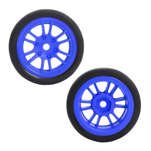 4PCS Finished Flat Running Drift Tires and Wheels 7MM Hexagon for 1/24 Losi Micro B Upgrades and 1/28 Losi Micro T Upgrades(b Blue) - color: B Blue