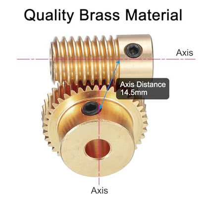 uxcell Worm Gear Set - 0.5 Module 40:1 Reduction Rate 6mm Hole Dia Gear Shaft and 5mm Hole Dia Gear Wheel 40T Drive Gear Box (Brass) - size: 6mmx5mm Bore, style: 0.5 Mod 40T