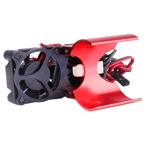 Thermal-Controlled Aluminum Motor Heat Sink with Dual Turbo Fans for 540/550 36mm RC Motors – Compatible with Traxxas Redcat HPI Tamiya Wltoys(Red) - color: Red