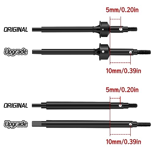 OGRC +5mm Extended Thread Dogbone CVD Axle Shafts for TRX4M RC Upgrades | Hardened Steel CVD, Front & Rear Axle Shafts, for Traxxas TRX4M