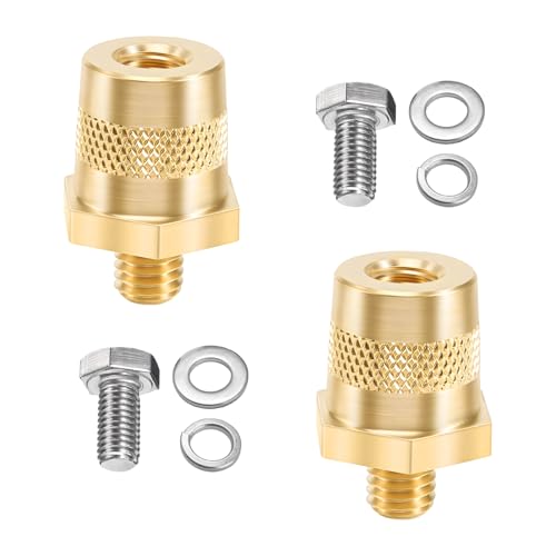 2 PCS Battery Terminal Connectors Set, Auto Battery Post Terminals Adapters (+/-) with Bolts, M8 Top Side Thread Terminal Charging Posts Extender Adapter, Car Accessories