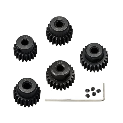 5-Pack Steel 48P Pinion Gear Sets 19T 20T 21T 22T 23T with Screws for 3.175mm (1/8-Inch) Shaft 1/10 RC Car Brushless Brush Motor - size: 19T 20T 21T 22T 23T