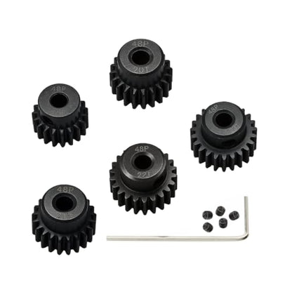 5-Pack Steel 48P Pinion Gear Sets 19T 20T 21T 22T 23T with Screws for 3.175mm (1/8-Inch) Shaft 1/10 RC Car Brushless Brush Motor - size: 19T 20T 21T 22T 23T