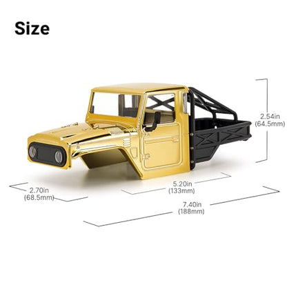 INJORA IR40-24 Half Truck Hard Body with Cage for 1/24 SCX24 Upgrade(Gold) - color: Gold