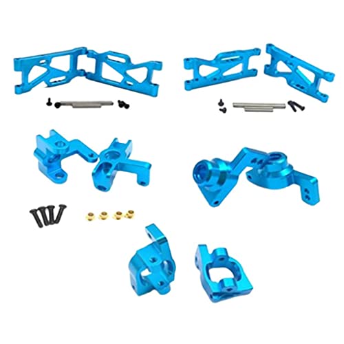 5Pcs 14th RC Car Truck Parts Rear Hub Carriers Set Fits WLtoys 144001 - Upgrade Your Kit with Weight & Aluminum Construction - Perfect for DIY Enthusiasts and - Blue, Red - color: Blue