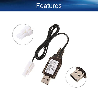 Heyiarbeit EL-2P Reverse USB Charging Cable for RC Car 7.2V 250mA Ni-MH Ni-CD Battery 2Pcs - size: EL-2P 2Pcs