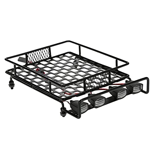 misppro Metal Luggage Roof Rack W/LED Light for 1/8 1/10 RC Rock Crawler Car Truck