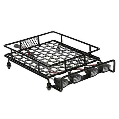 misppro Metal Luggage Roof Rack W/LED Light for 1/8 1/10 RC Rock Crawler Car Truck