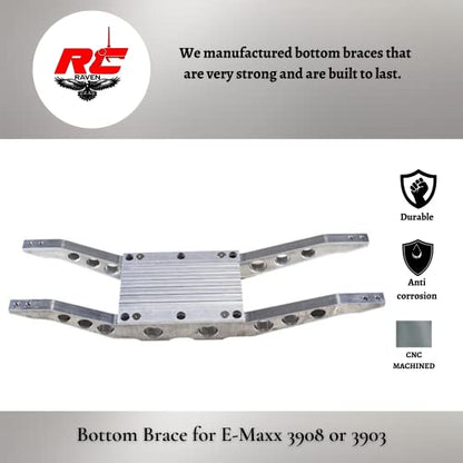 Machined Finished Aluminum Bottom Braces Including Center Skid for E-Maxx 3903 or 3908