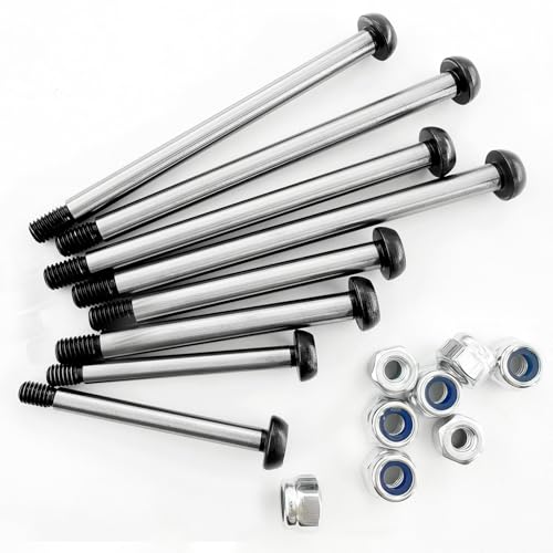 RC Lock-Nut Style Hinge Pins Set, Polished Steel 1144 Suspension Screw Pins Kit for 1/10 RC Truck & Crawler Upgrade (8PCS)