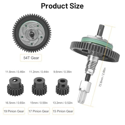 daitoku Differential Gear Complete Slipper Clutch with 32P 15T/17T/19T Pinions Gear Set for Traxxas Slash Stampede Rustle 4X4, Replacement of 6878