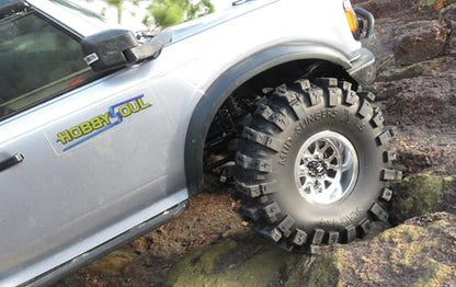 4.85'' Tall Mud Slingers X 1.9 tires T8 & -10.5mm Negative Offset 1.9 Beadlock wheels rims For 1/10 Crawler SCX10 TRX4 Upgrades,HS701550 - color: Silver