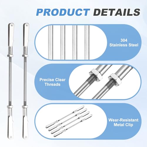 MECCANIXITY 4 Pcs Metal Clip Pushrod Connector Linkage, 304 Stainless Steel M3 Threaded Rod with Metal Clip for RC Plane Fixed Wing Aircraft DIY Models Parts, 109mm/4.29" - size: M3 x 109mm