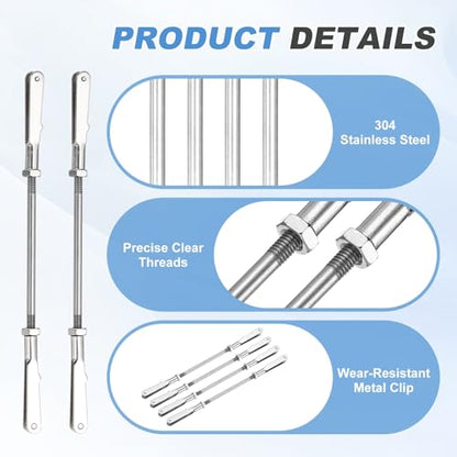 MECCANIXITY 4 Pcs Metal Clip Pushrod Connector Linkage, 304 Stainless Steel M3 Threaded Rod with Metal Clip for RC Plane Fixed Wing Aircraft DIY Models Parts, 109mm/4.29" - size: M3 x 109mm