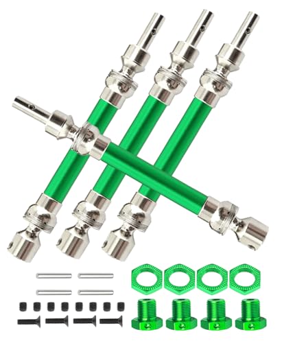 Rc Drive Shaft CVD Upgrades for 1/8 Typhon 4x4 3s Blx,1/8 Typhon 550 Mega 4x4,4pcs Front Rear Axles Upgrades Part,Harden Metal Steel #45 Driveshaft Hop ups, (More Powerful) Green - color: Green - Harden Steel #45