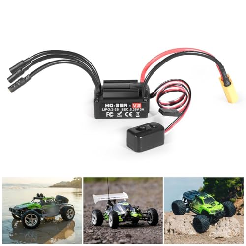 HG35A 35A Waterproof Brushless ESC for 1/18 Scale RC Cars, Trucks, and Buggies with External Programming Port and Multiple Protections(B) - size: size:b