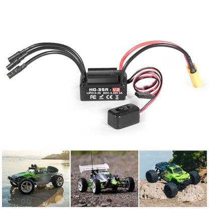 HG35A 35A Waterproof Brushless ESC for 1/18 Scale RC Cars, Trucks, and Buggies with External Programming Port and Multiple Protections(B) - size: size:b