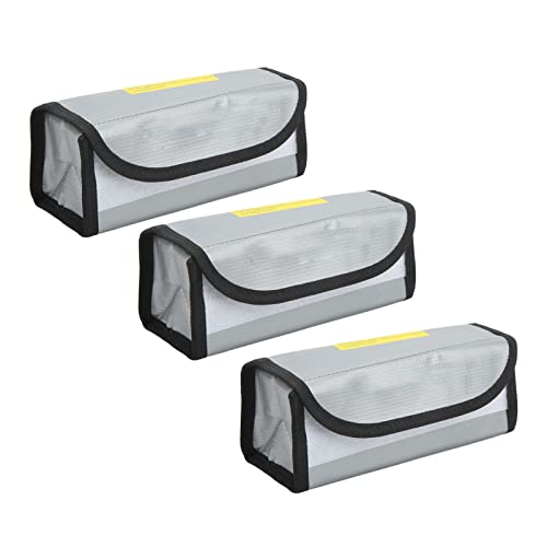 Fafeicy Fireproof Explosionproof Lipo Battery Safe Bag 2PCS 185x75x60mm with Airflow Isolating PVC Fiber for Lipo Battery Storage Transport and Charging