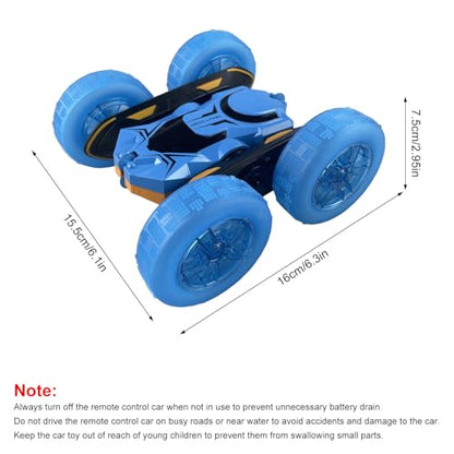 Remote Control Car, RC Stunt Car, 2.4GHz 4WD RC Cars with LED Lights, Double-Sided Driving, 360° Flips Rotating, Rechargeable Battery (Blue) - color: Blue, size: 1 Battery