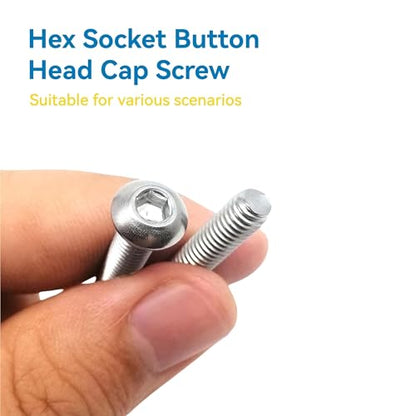 1080 Pcs M3 Screw Assortment, M3*6mm, 8mm, 10mm, 12mm, 14mm, 16mm, 18mm, 20mm, 25mm, 30mm, 35mm, 40mm, 50mm, Stainless Metric Hex Socket Button Head Screws Nuts and Washers with Wrench - size: Hex Socket Button Head