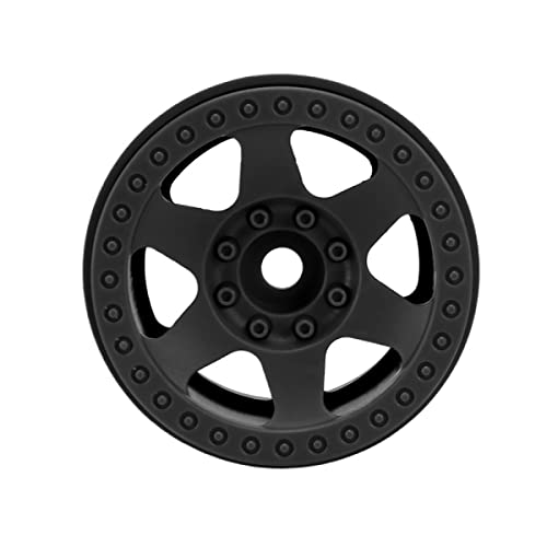 4PCS Plastic 2.2 Inch Beadlock Wheel Rim Wheel Hub 12mm Drive Hex Compatible with 1/10 RC Crawler Car for Axial SCX10 90046 TRX4 Wraith RR10 Capra (Black) - color: Black