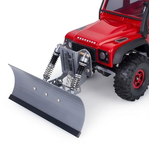 RC Snow Plow for TRX4M & SCX24, Adjustable Aluminum 1/18 1/24 RC Crawler Plow, Servo Operated Snow & Sand Shovel Upgrade, CNC Metal RC Plow Truck Accessory (Grey) - color: Grey